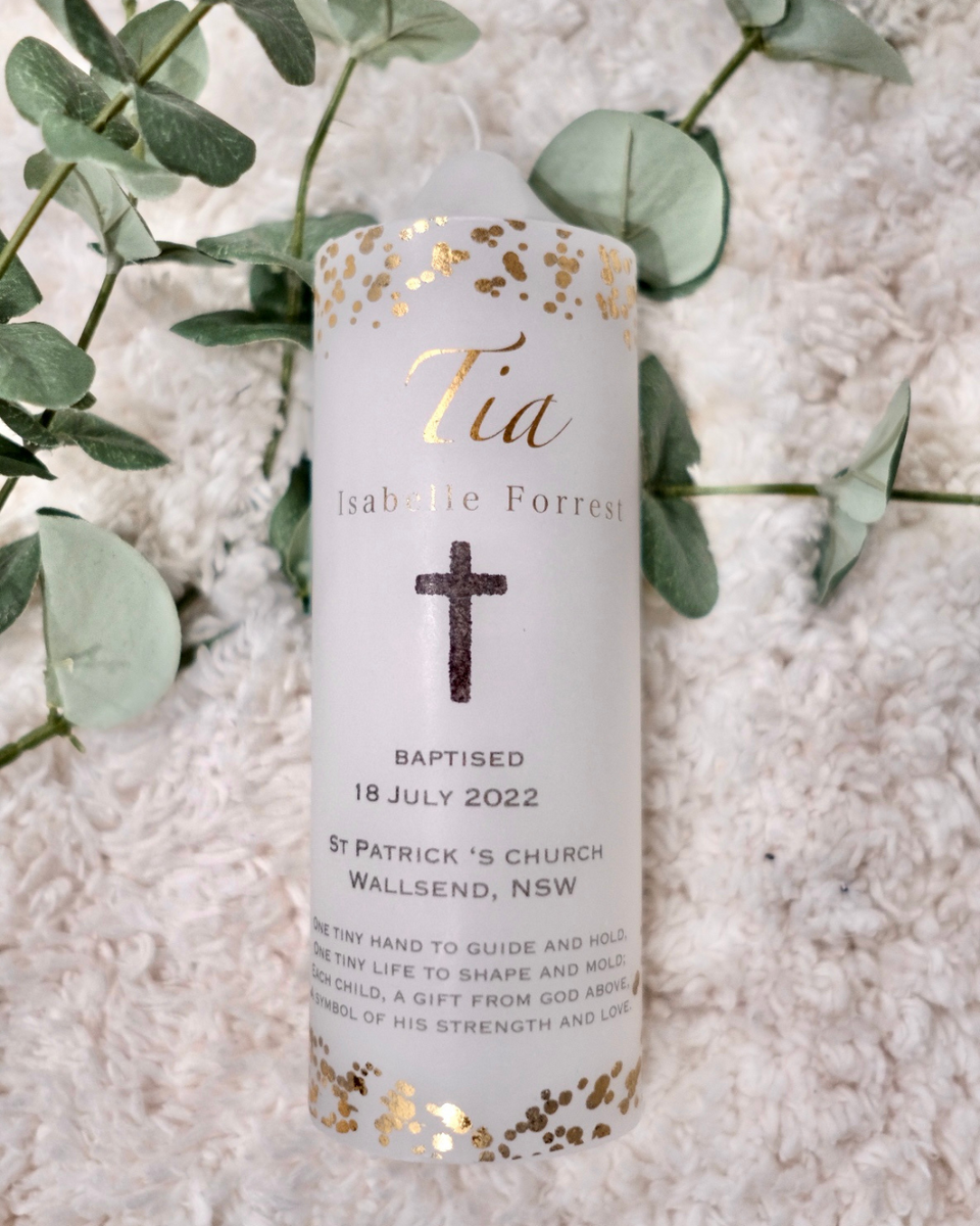 PERSONALISED BAPTISM CANDLE JzwritesCo