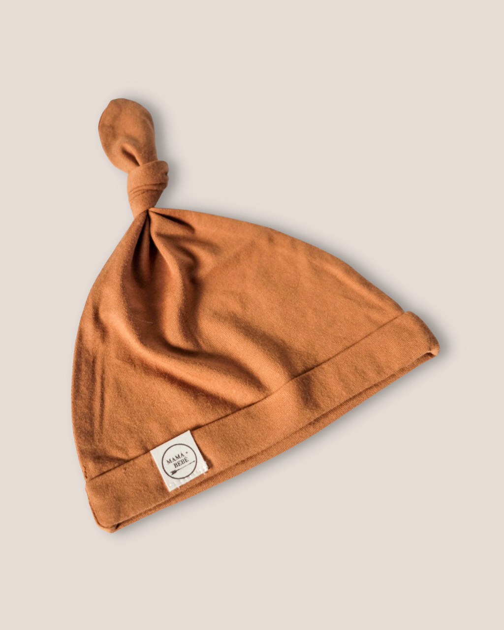 colour:chocolate | Rust terracotta knotted beanie hat for newborn