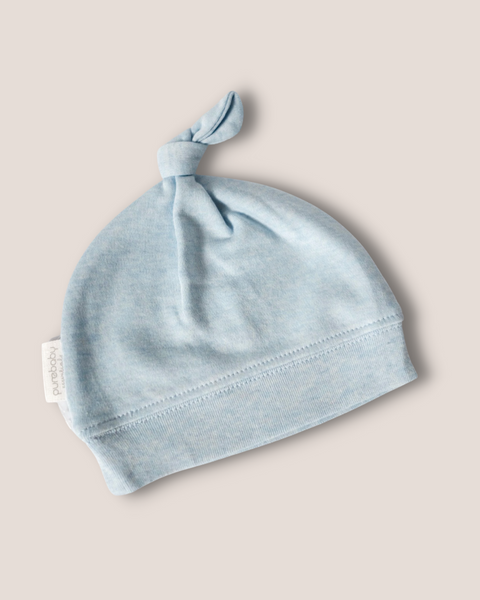 colour:lake-blue | Lake blue knotted beanie hat for newborn
