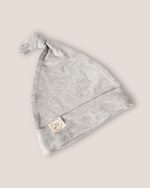 colour:charcoal | Grey knotted beanie hat for newborn
