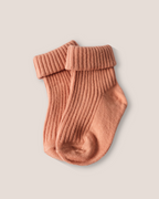 colour:chocolate | Rust coral ribbed newborn baby socks