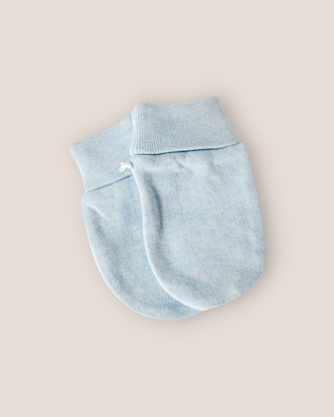 colour:lake-blue | Grey soft newborn baby mittens