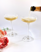 Personalised engraved crystal martini coupe glasses with initials DG and HS – wedding and bridesmaid gift set Australia
