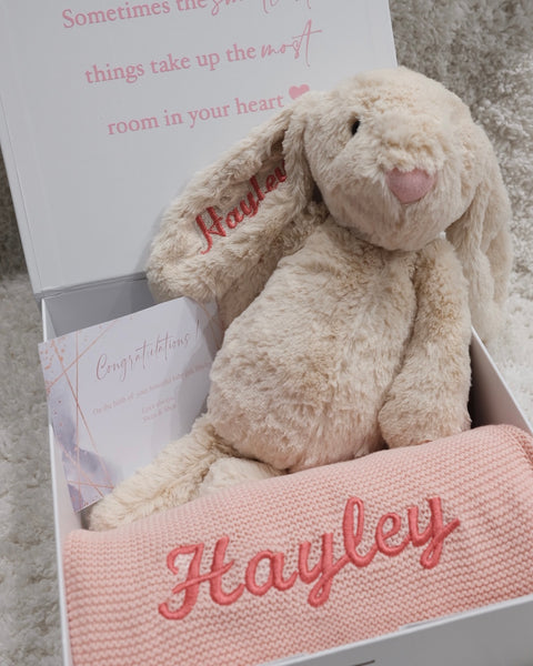 PLUSH BUNNY & BLANKET BOX